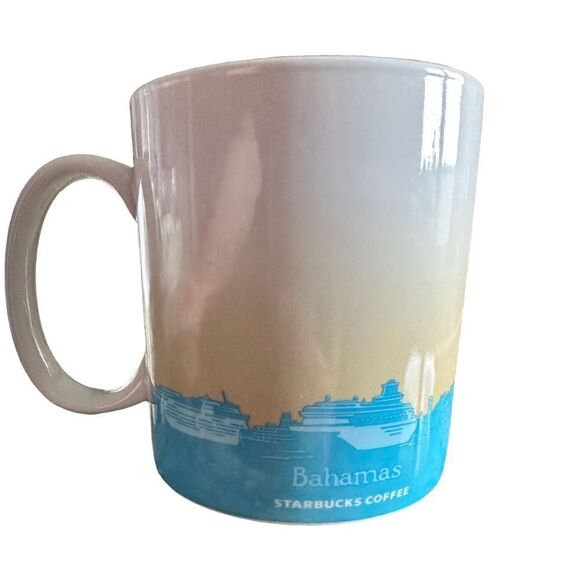 VINTAGE 2009 Starbucks Global Icon BAHAMAS Coffee Tea Cup Mug Interior Blue 16oz - Picture 2 of 4